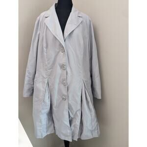 Vintage Roaman's Women Pleated Trench Coat Size 22W Light Grey/Blue